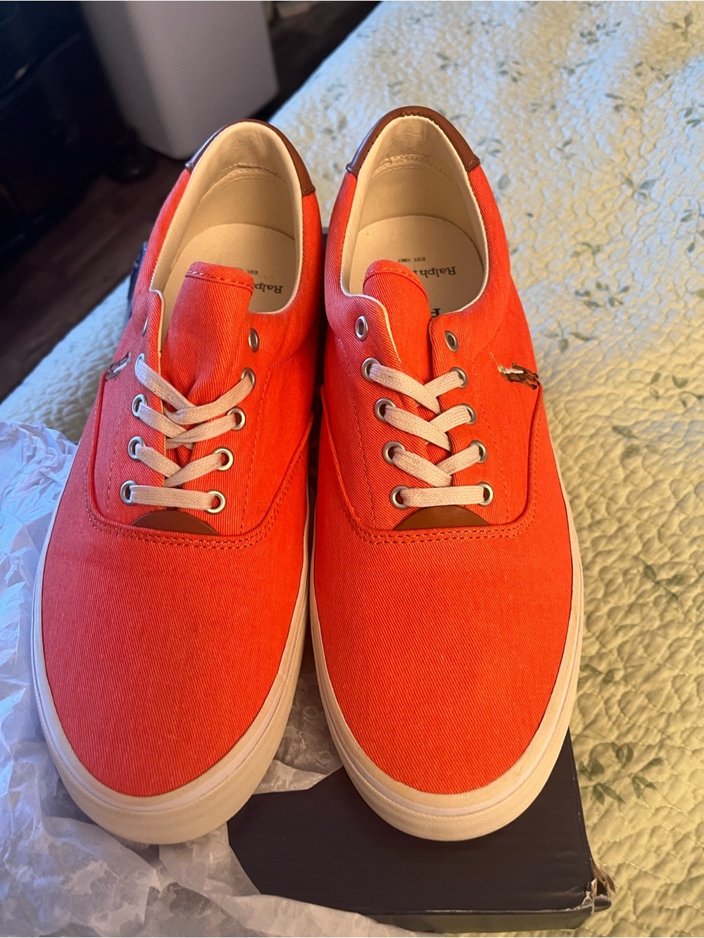 Ralph Lauren Orange Canvas Polo Sneakers for Men